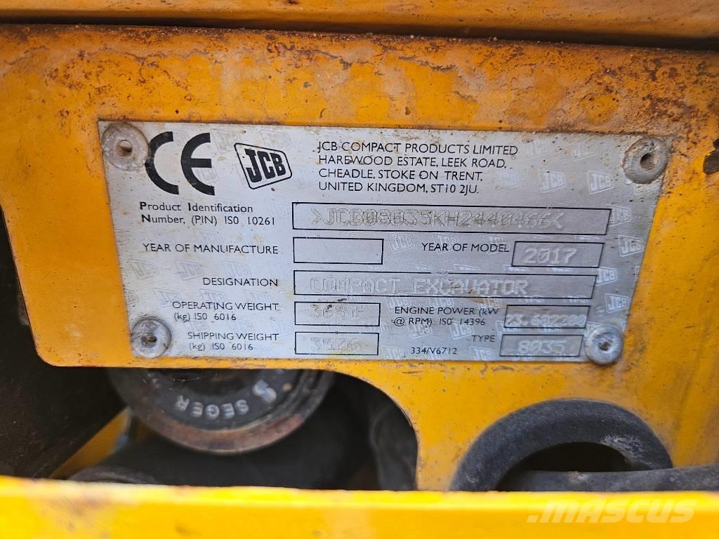 JCB 8035 ZTS + QH Mini excavators < 7t