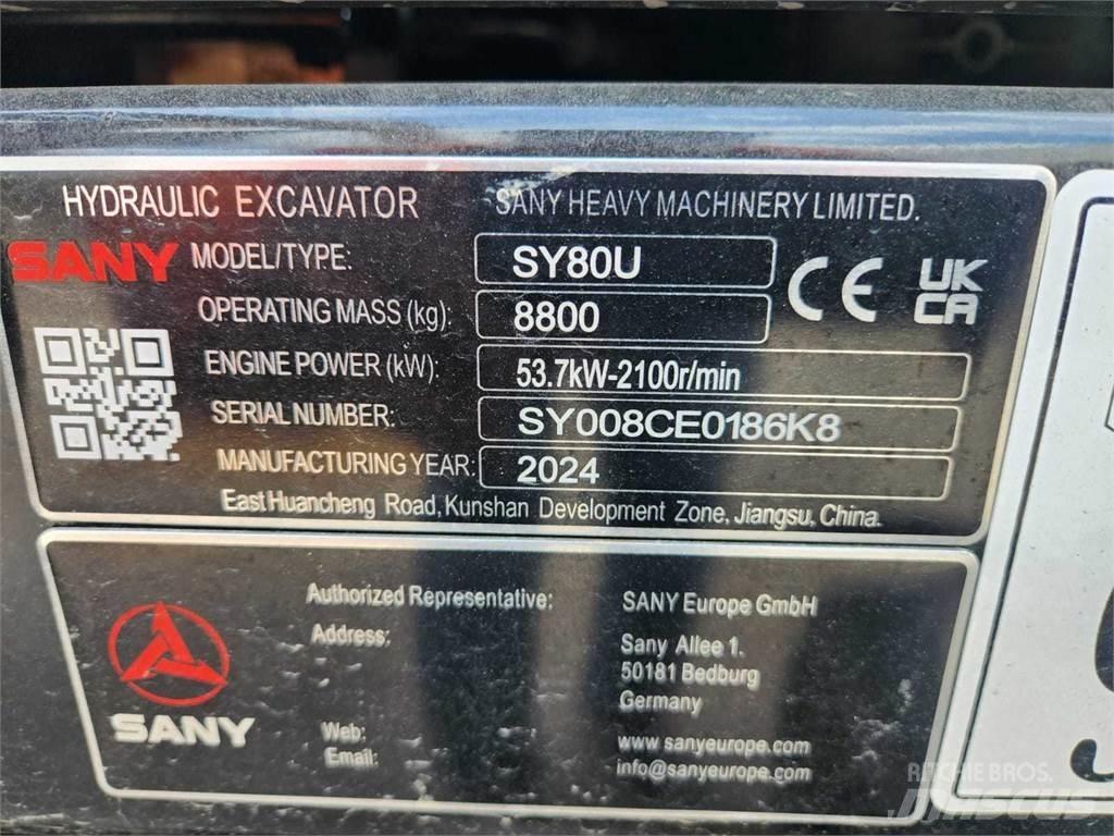 Sany SY80U Midi excavators  7t - 12t