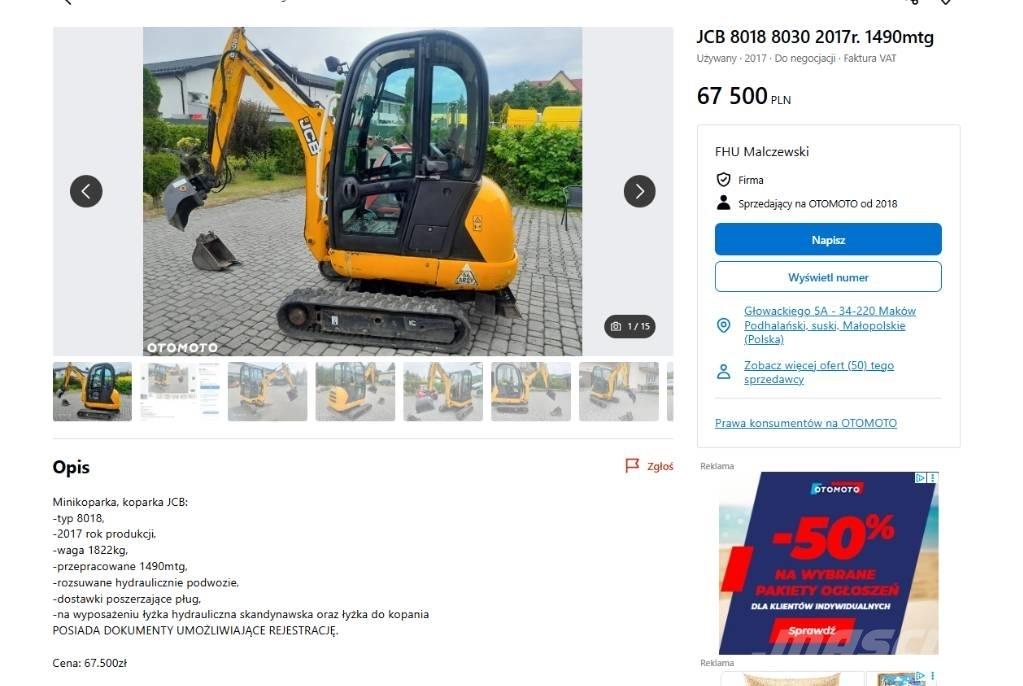 JCB 8030 Mini excavators < 7t