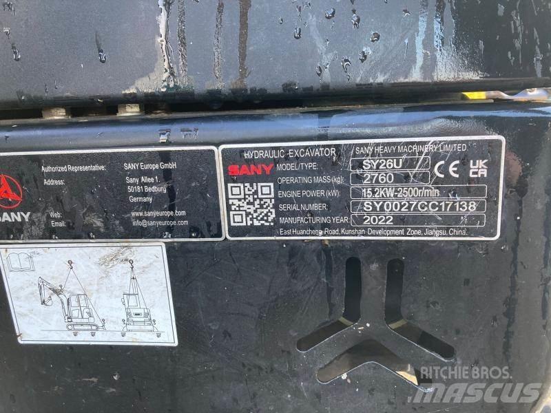 Sany SY26U Mini excavators < 7t