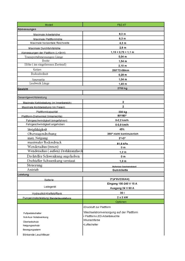 Fronteq FBZ-6T Other lifts and platforms