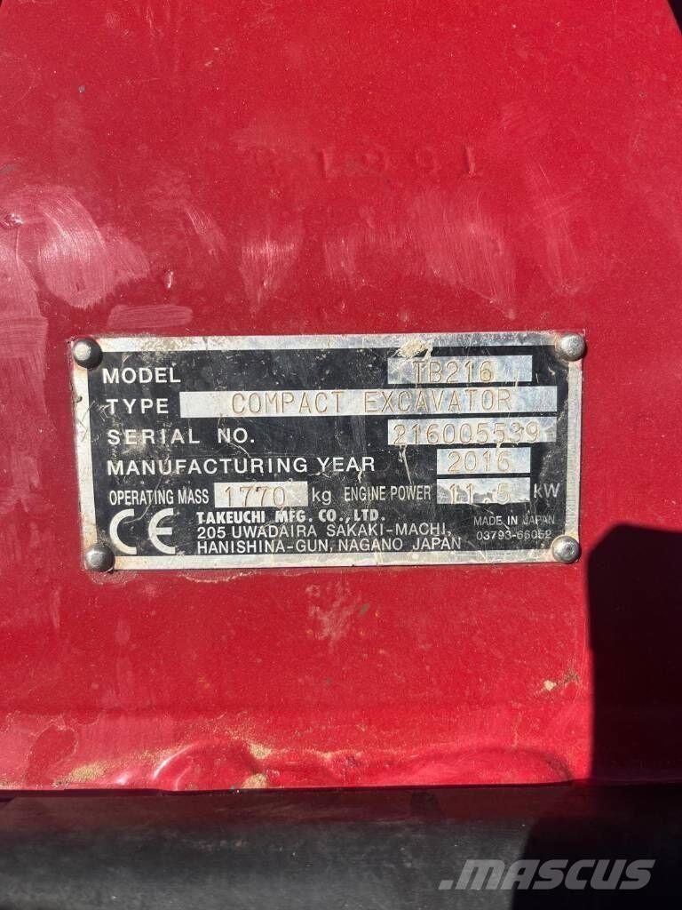 Takeuchi TB216 Mini excavators < 7t