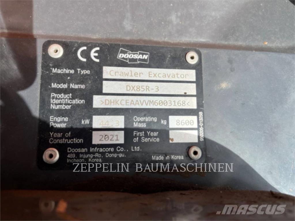 Doosan DX85R-3 Crawler excavators
