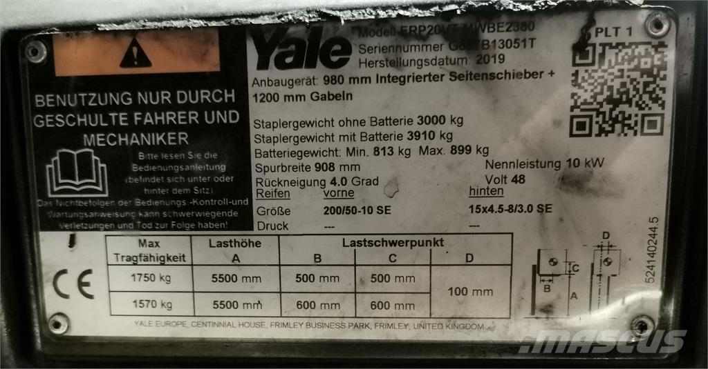 Yale ERP20VT MWB Electric forklift trucks