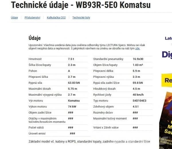 Komatsu WB 93 R TLB's