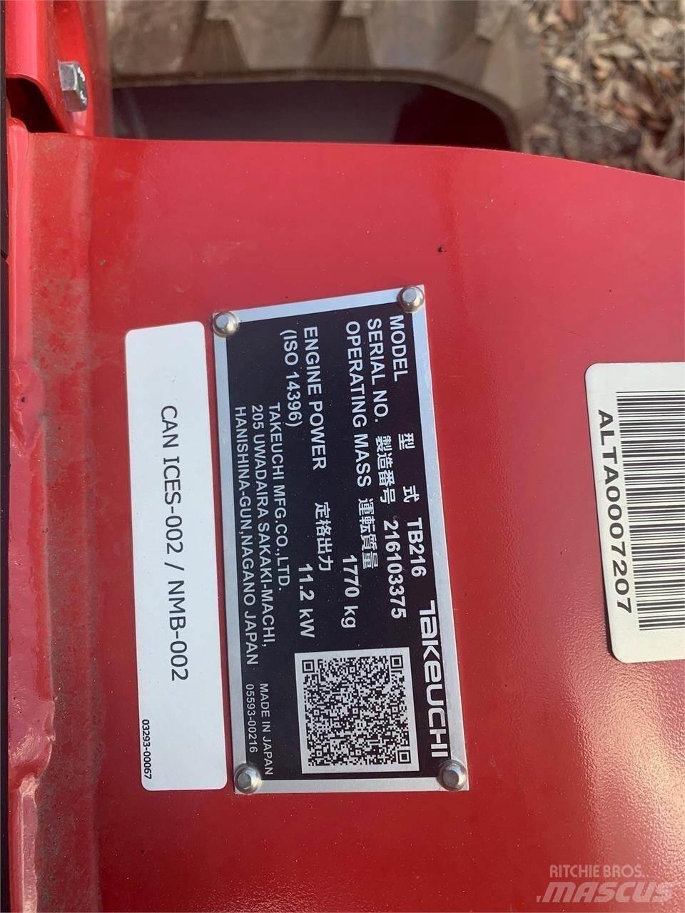Takeuchi TB216 Mini excavators < 7t