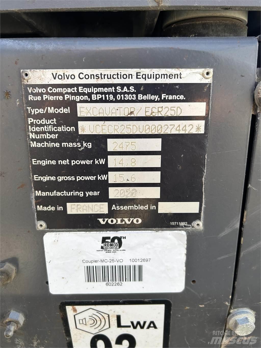Volvo ECR25D Mini excavators < 7t