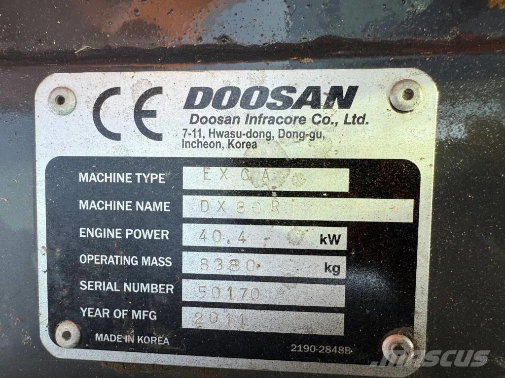 Doosan DX 80 R Midi excavators  7t - 12t
