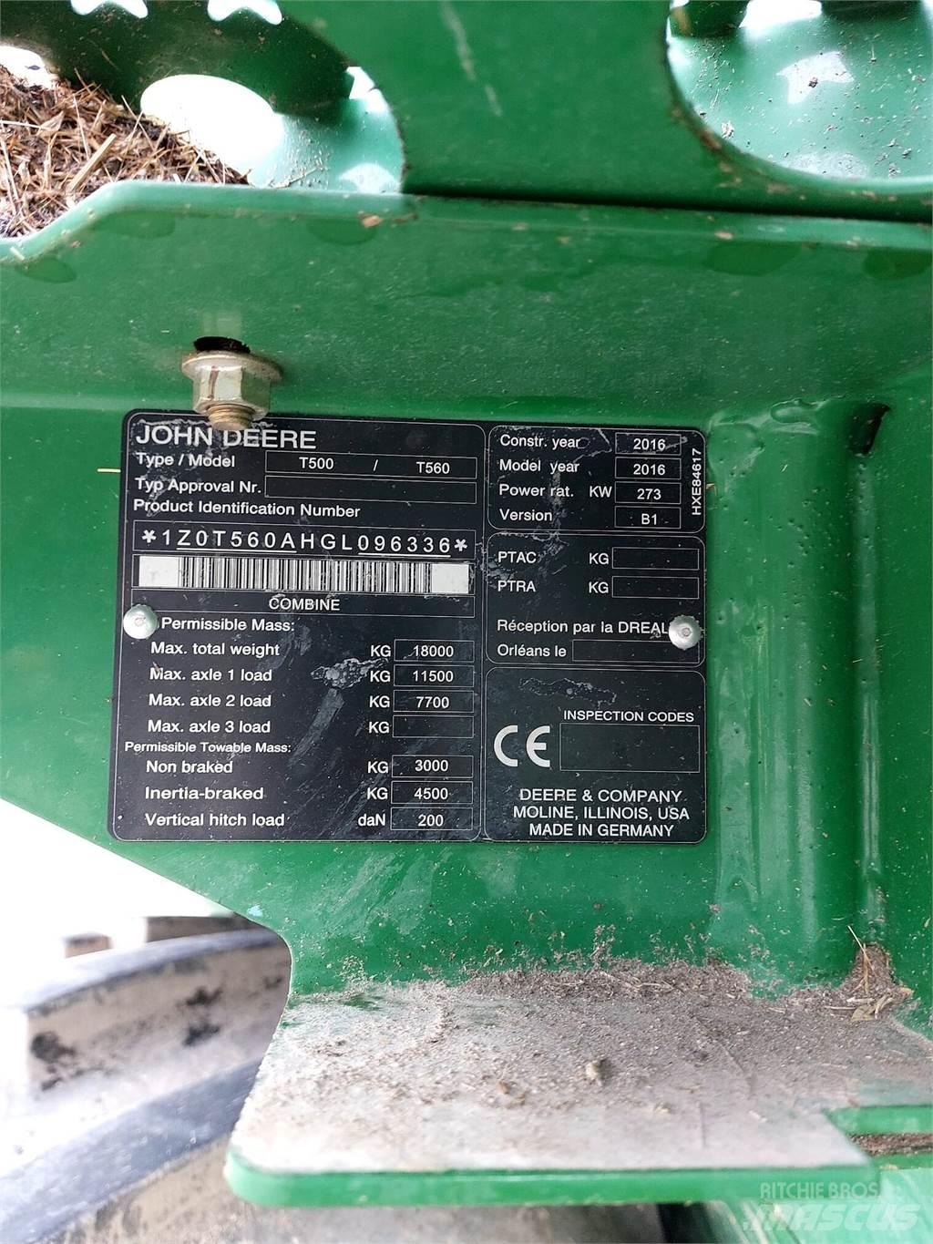 John Deere T560 Combine harvesters