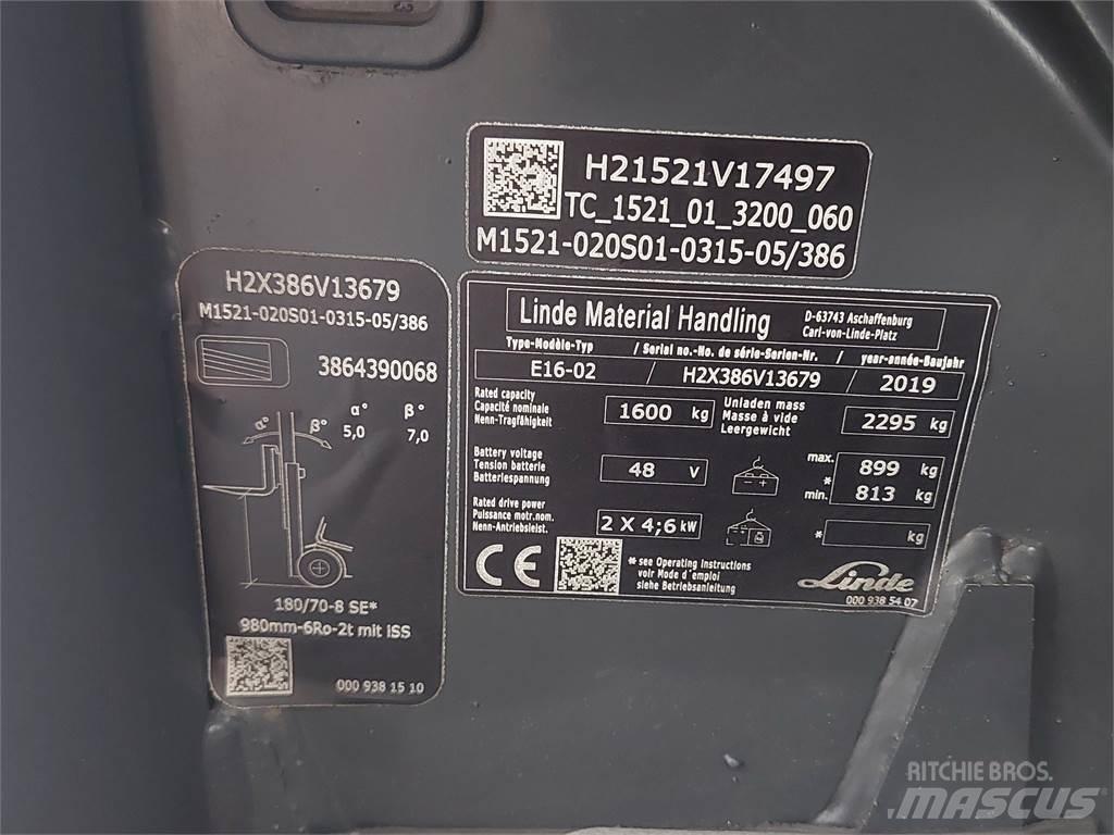 Linde E16 02 Electric forklift trucks