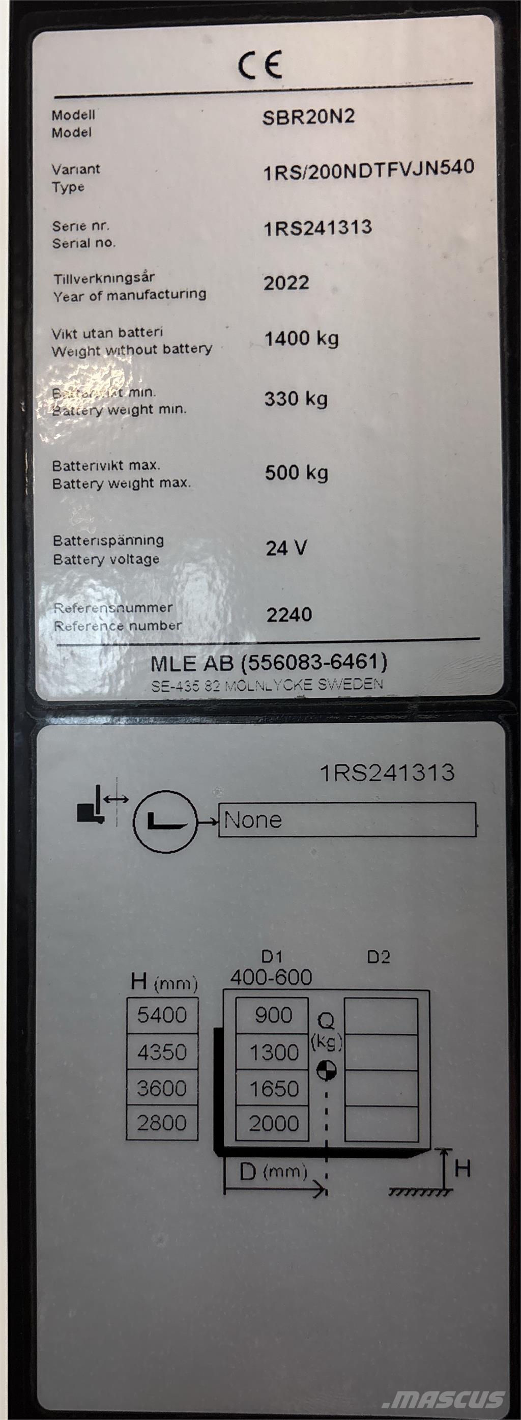 Mitsubishi SBR20N2 Self propelled stackers