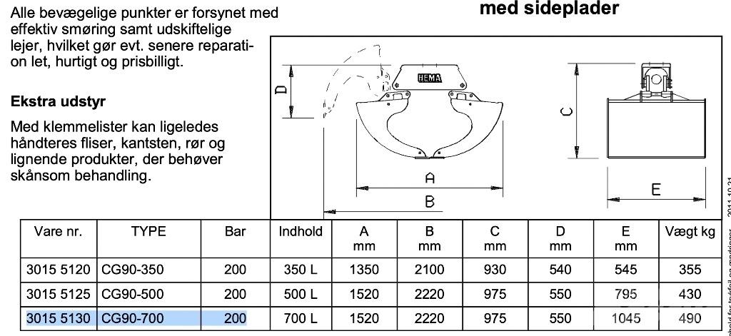 Hema HU90-700 Load handling accessories