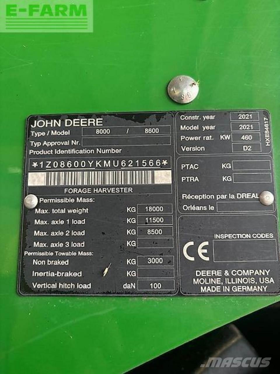 John Deere 8600 Self-propelled foragers
