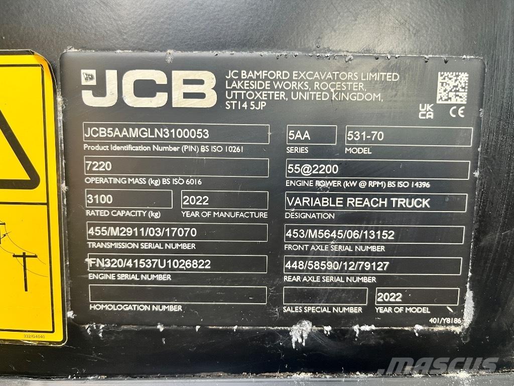 JCB 531-70 Telescopic wheel loaders