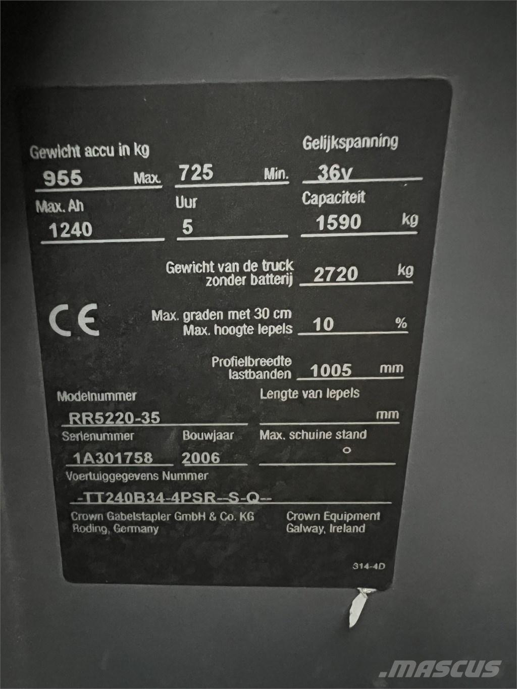 Crown RR 5220-35 Electric forklift trucks