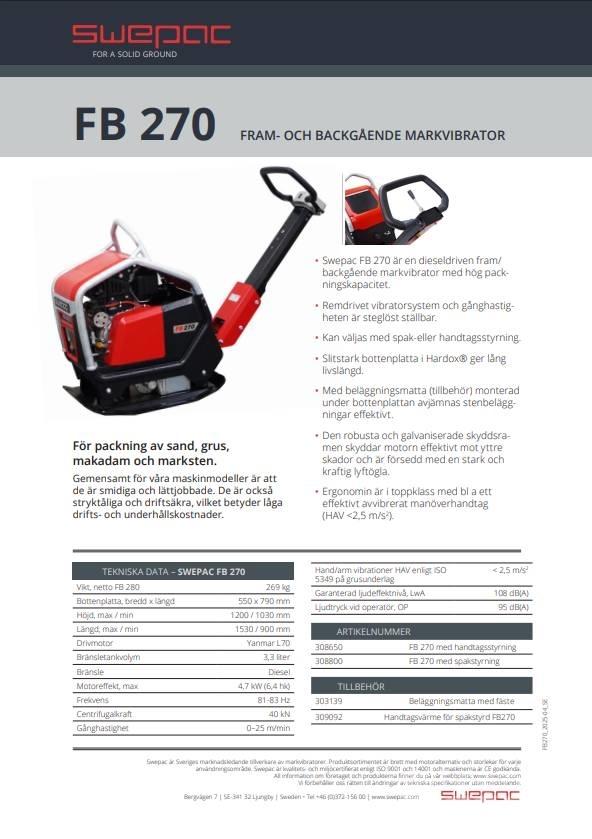 Swepac FB 270 Vibrator compactors
