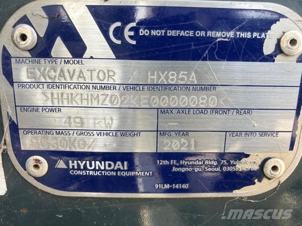 Hyundai HX 85 A Midi excavators  7t - 12t