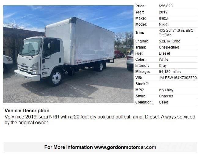 Isuzu NRR Van Body Trucks