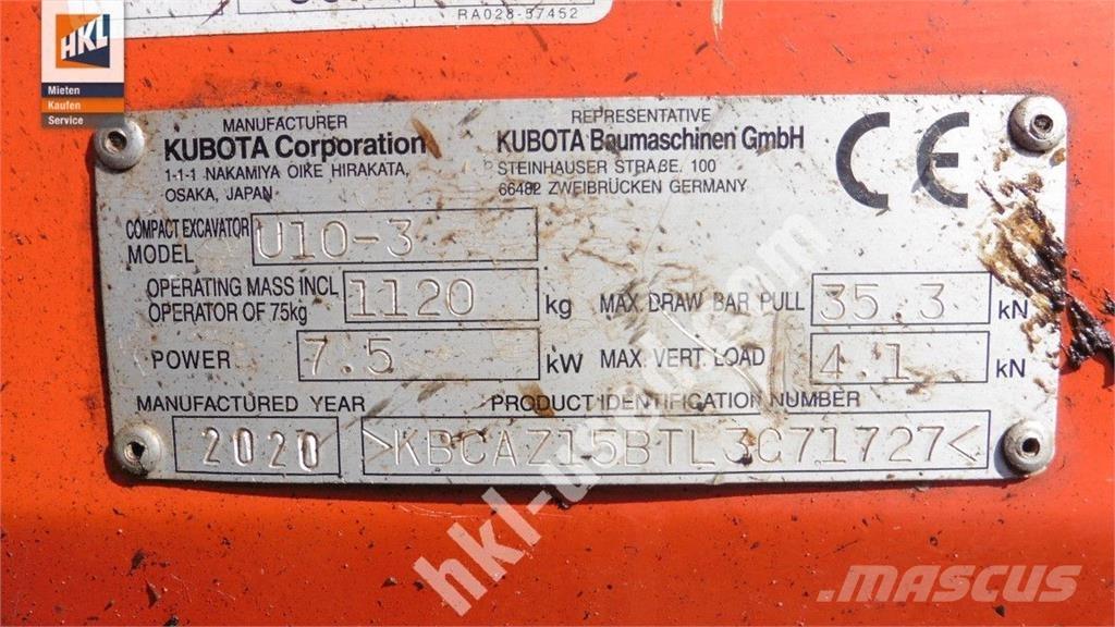 Kubota U 10-3 Mini excavators < 7t