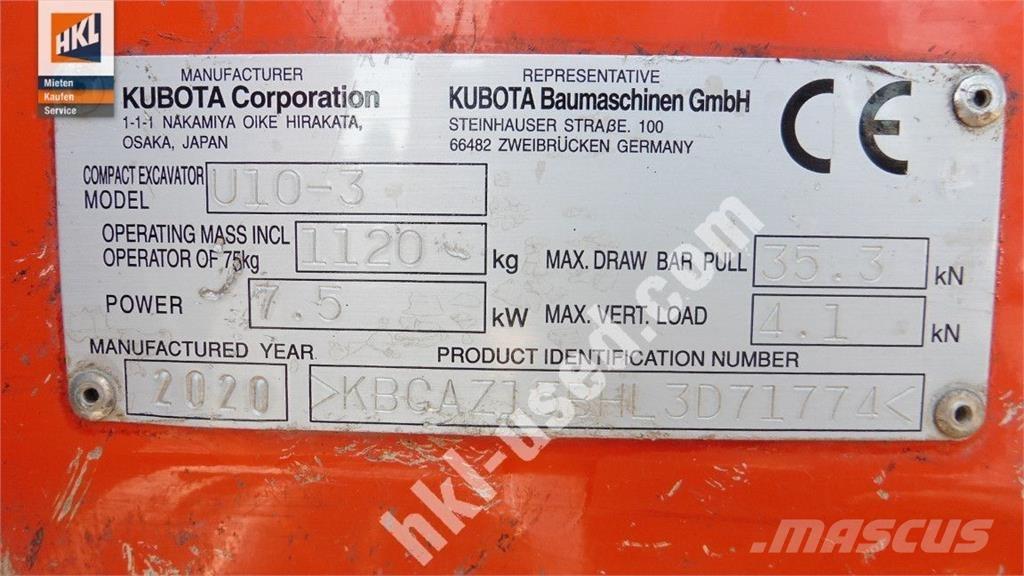 Kubota U 10-3 Mini excavators < 7t