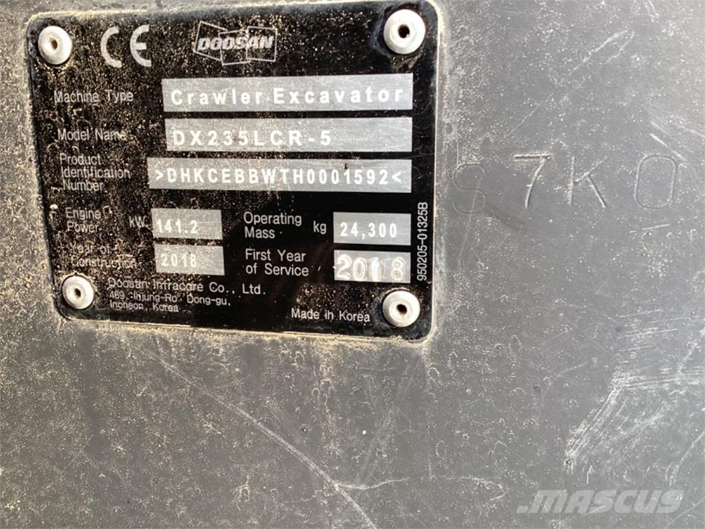 Doosan Dx235 LR 5 Crawler excavators