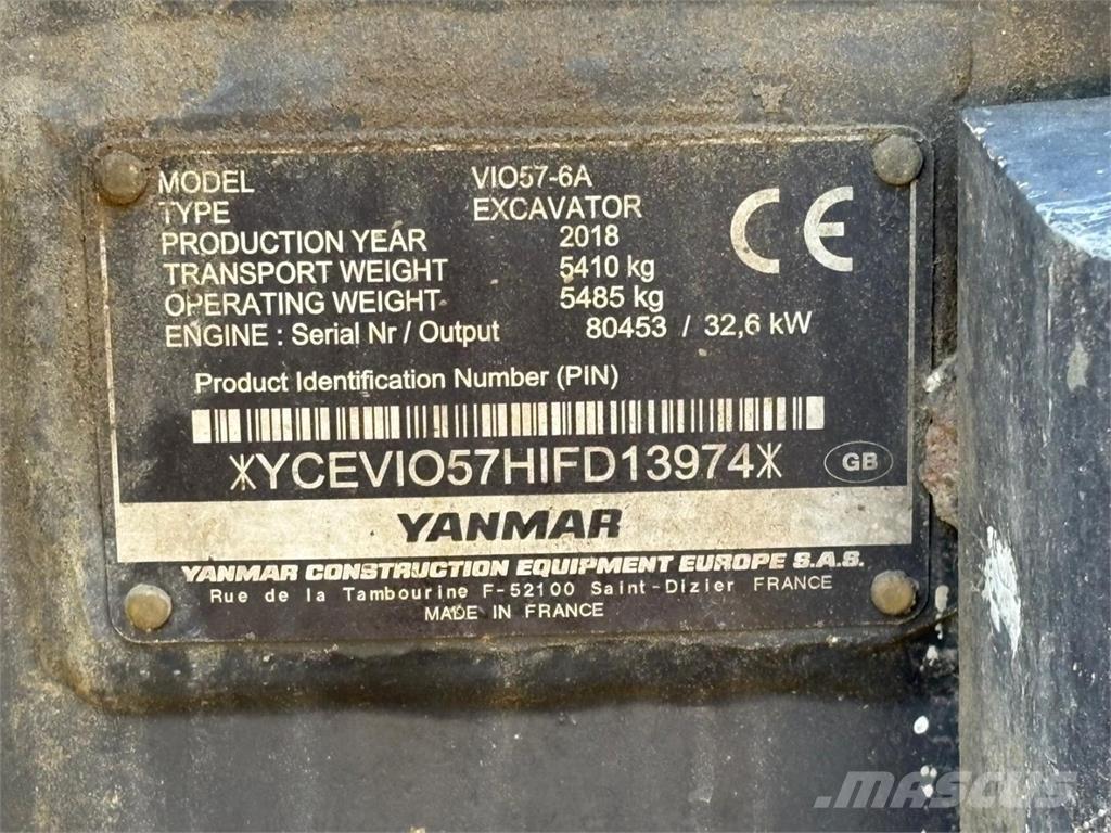 Yanmar VIO 57-6A Mini excavators < 7t