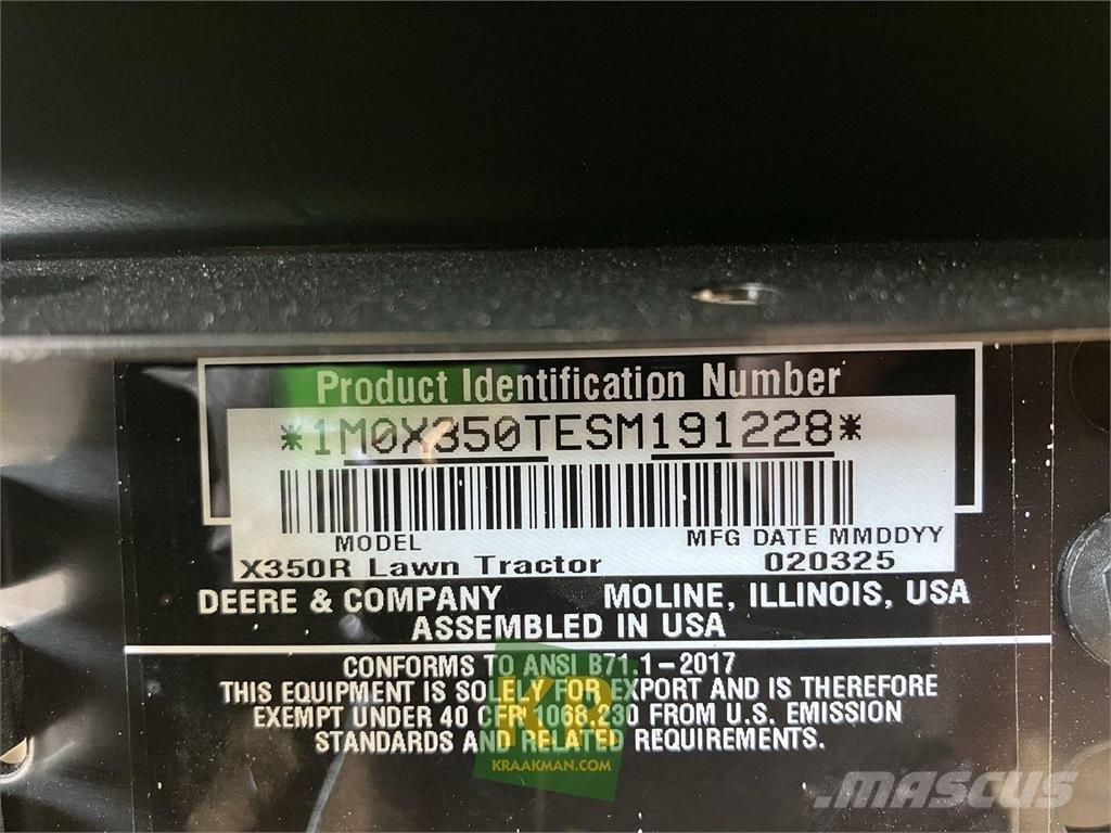 John Deere X350R Riding mowers