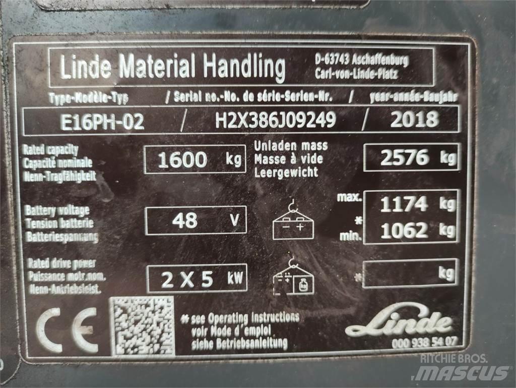 Linde E16PH-02-386-EVO Electric forklift trucks