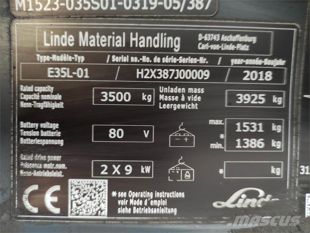 Linde E35L-01-387 Electric forklift trucks