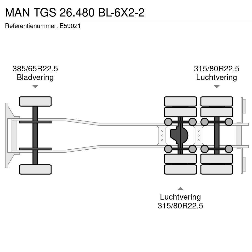 MAN TGS 26.480 BL-6X2-2 Containerframe/Skiploader trucks