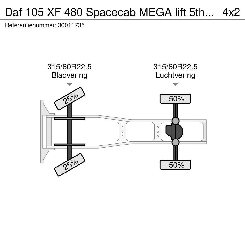 DAF 105 XF 480 Spacecab MEGA lift 5th wheel Truck Tractor Units