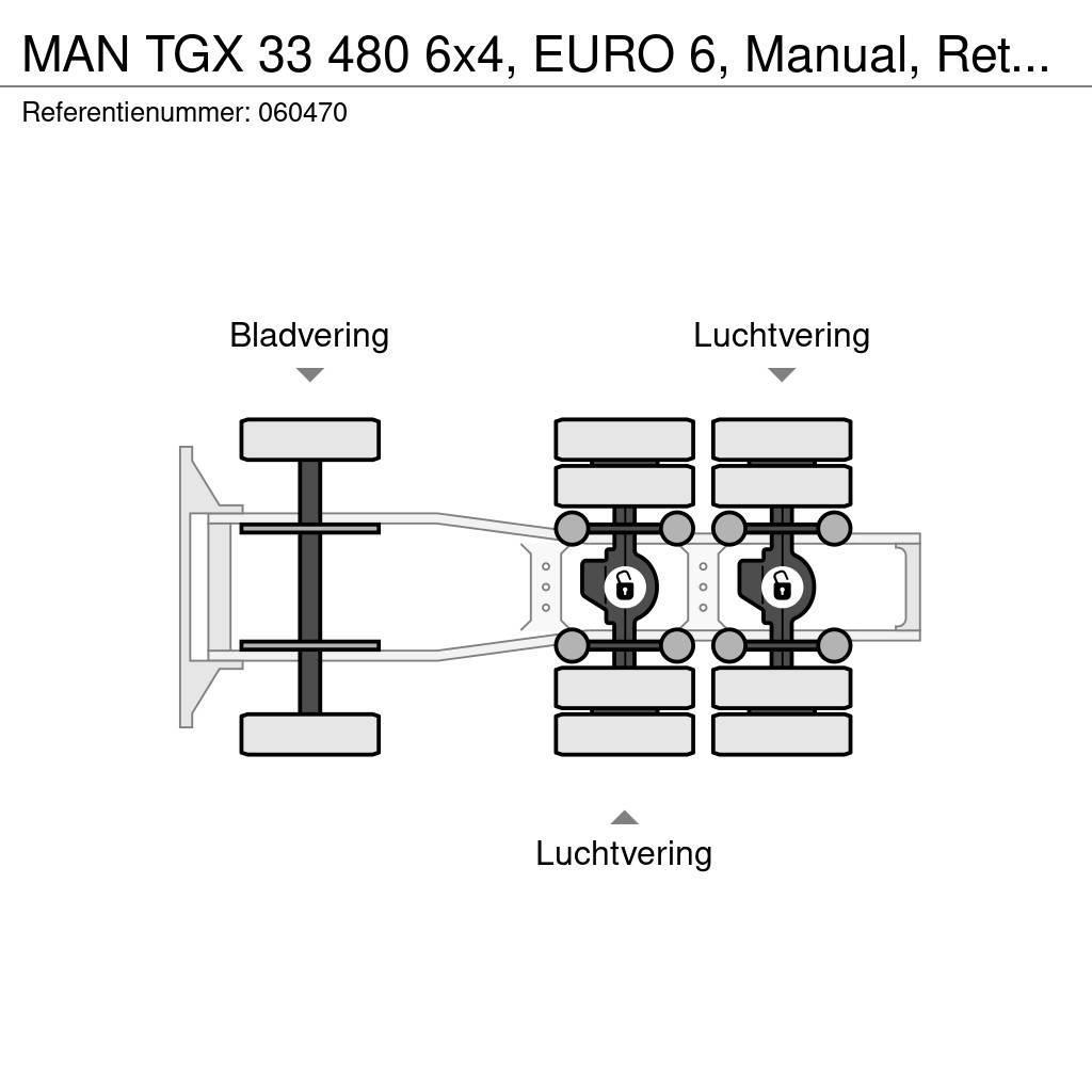 MAN TGX 33 480 6x4, EURO 6, Manual, Retarder Truck Tractor Units