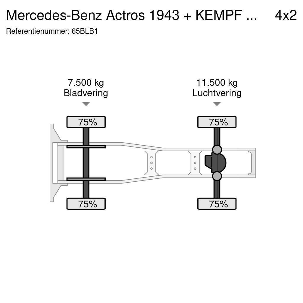 Mercedes-Benz Actros 1943 + KEMPF SKM 35/3 Zeer mooie NL combina Truck Tractor Units