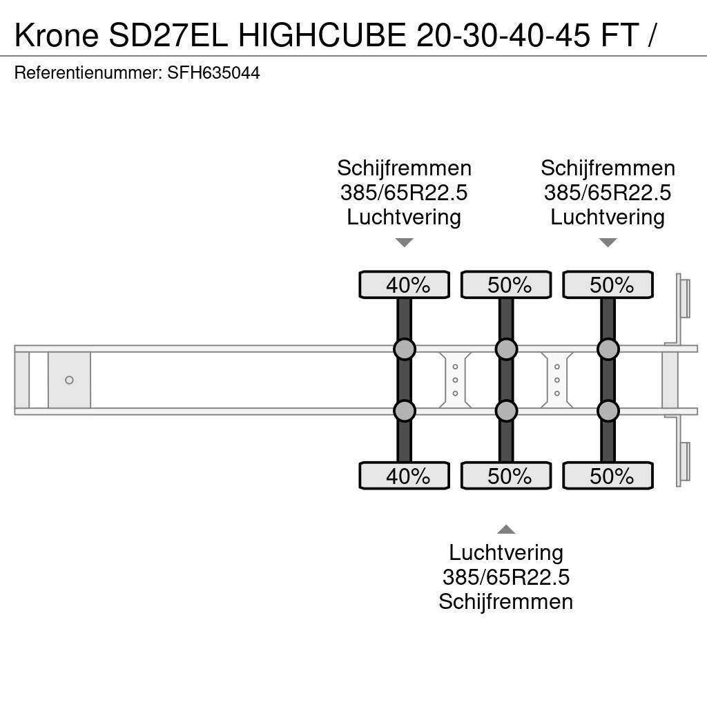 Krone SD27EL HIGHCUBE 20-30-40-45 FT / Containerframe/Skiploader semi-trailers