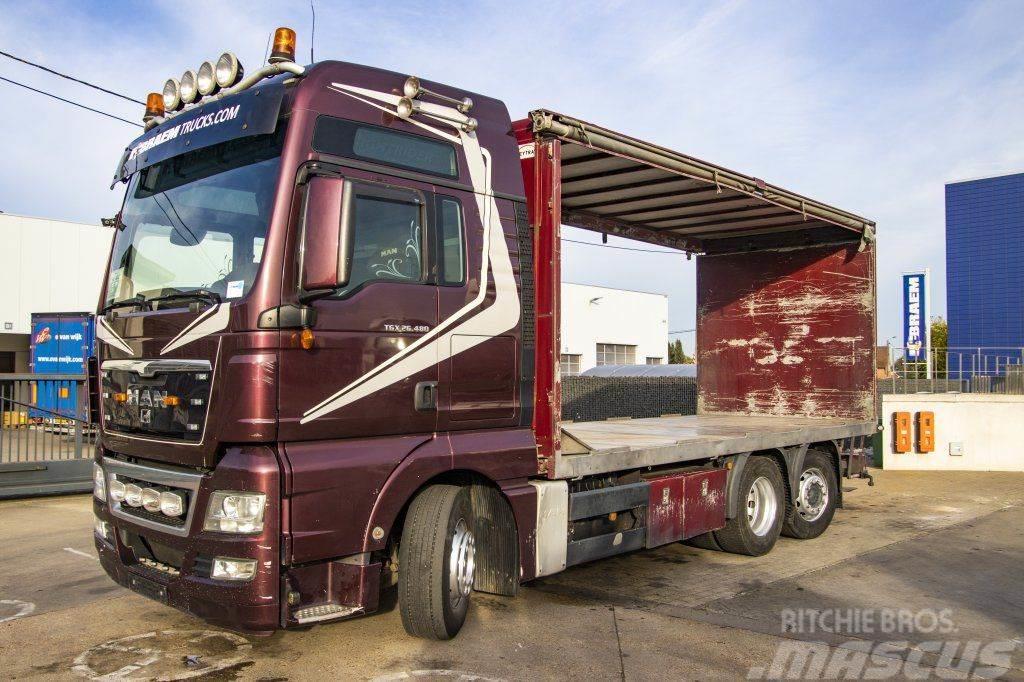 MAN TGX 26.480 XXL 6X2-4 ( gestuurd/Dir./steering/gele Tautliner/curtainside trucks