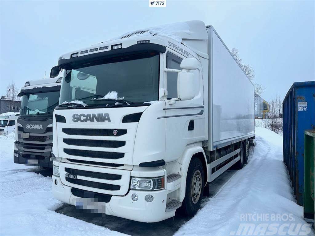 Scania G450 6x2 Box truck w/ fridge/freezer unit. Van Body Trucks