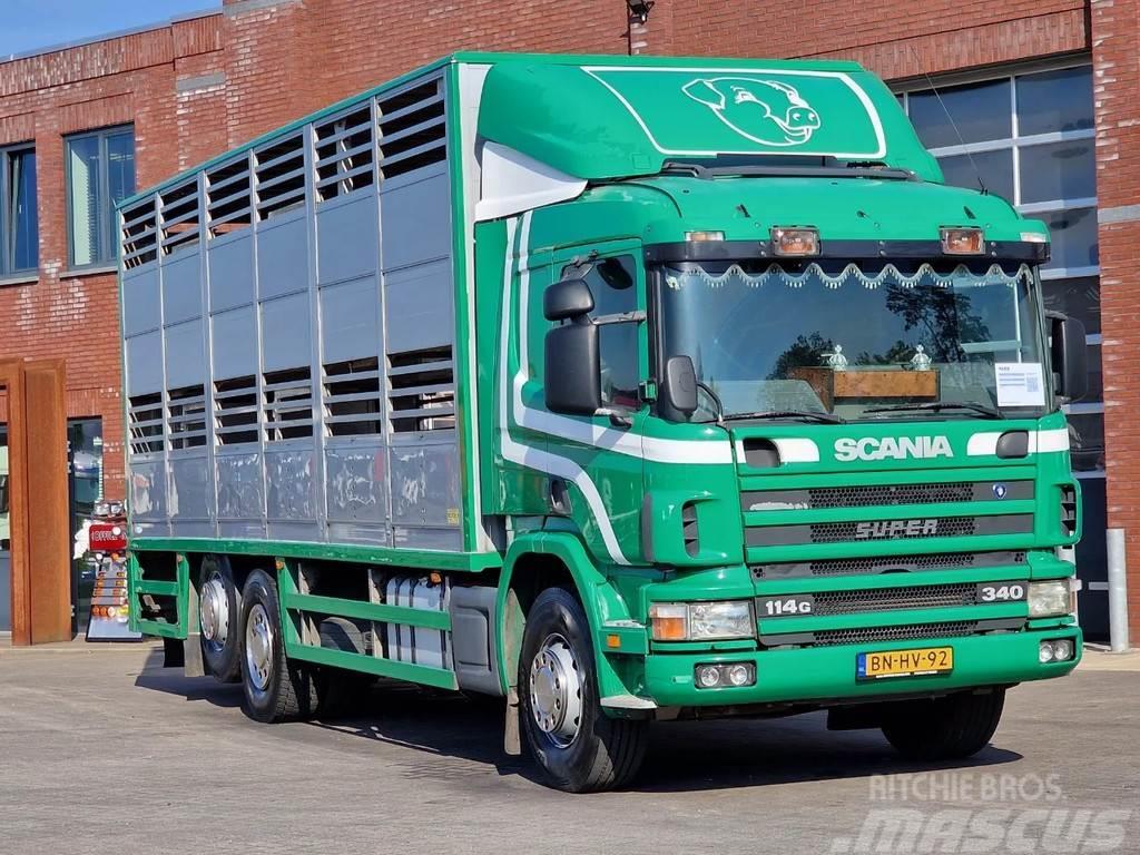 Scania P114-340 2 deck livestock - Loadlift - Moving floo Livestock carrying trucks