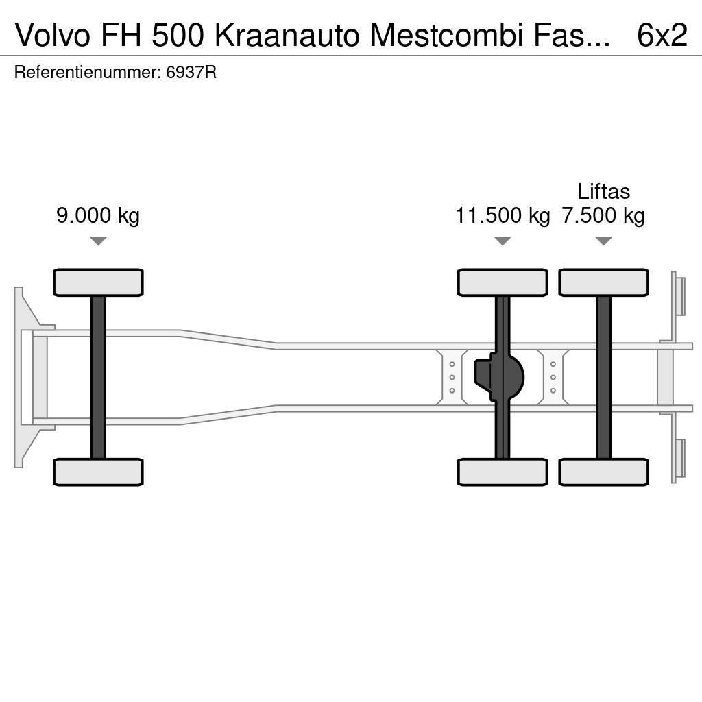 Volvo FH 500 Kraanauto Mestcombi Fassi Crane+Aanhanger 2 Flatbed/Dropside trucks