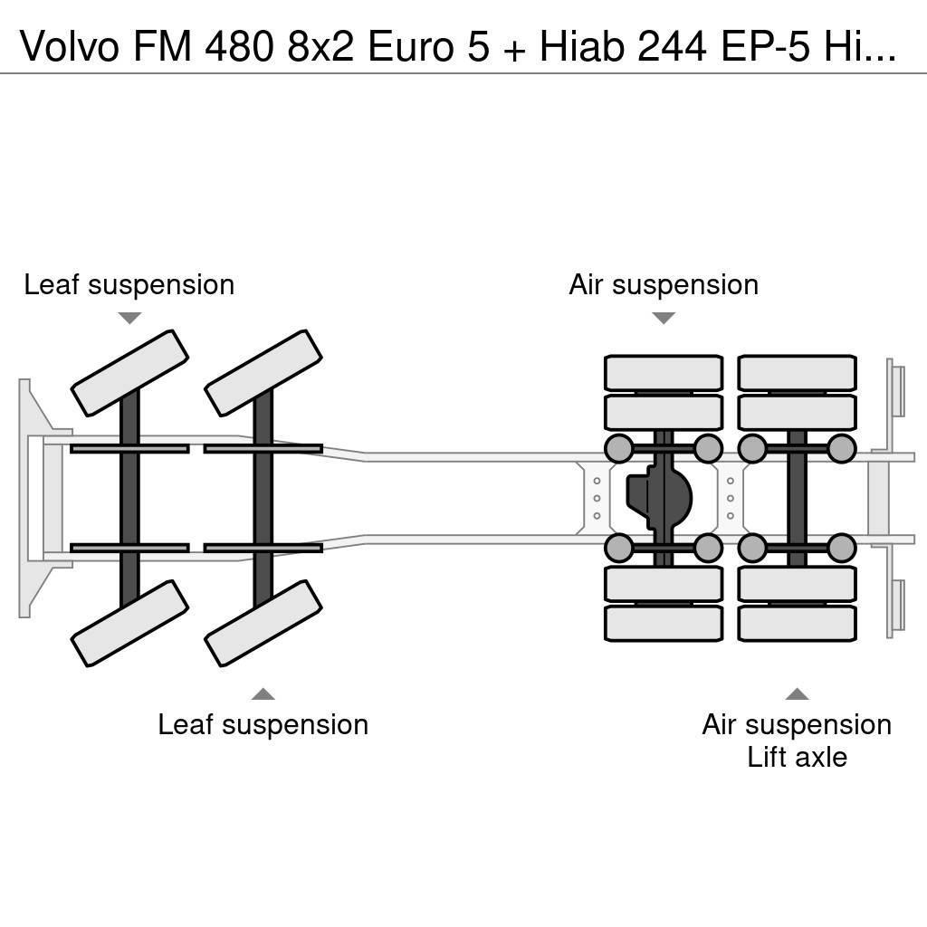 Volvo FM 480 8x2 Euro 5 + Hiab 244 EP-5 Hipro + Multilif Hook lift trucks