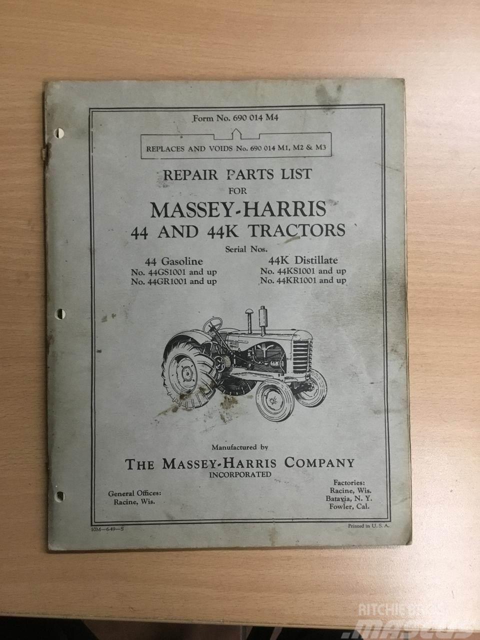 Massey Ferguson Parts list - manual Other farming machines