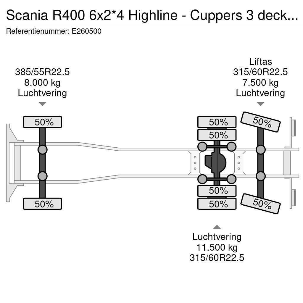 Scania R400 6x2*4 Highline - Cuppers 3 deck livestock - V Livestock carrying trucks