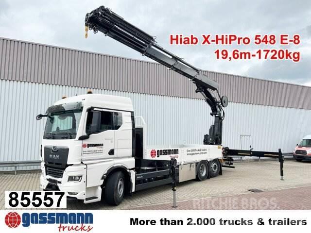 MAN TGX 26.510 6x2-4 LL, Heckkran Hiab X-HiPro 548 Flatbed/Dropside trucks