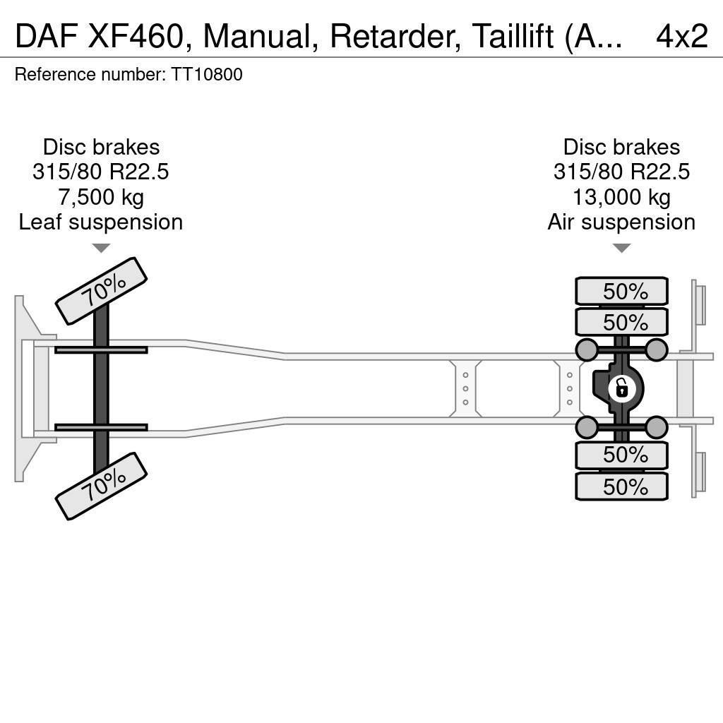 DAF XF460, Manual, Retarder, Taillift (Auffahrrampe, R Flatbed/Dropside trucks