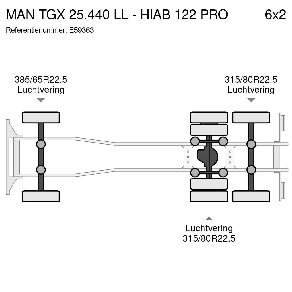 MAN TGX 25.440 LL - HIAB 122 PRO Containerframe/Skiploader trucks