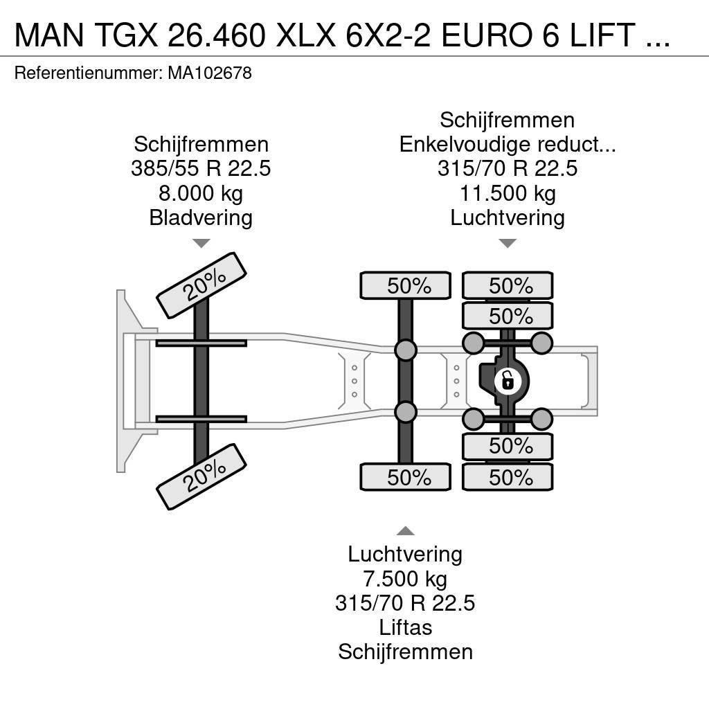 MAN TGX 26.460 XLX 6X2-2 EURO 6 LIFT AXLE Truck Tractor Units