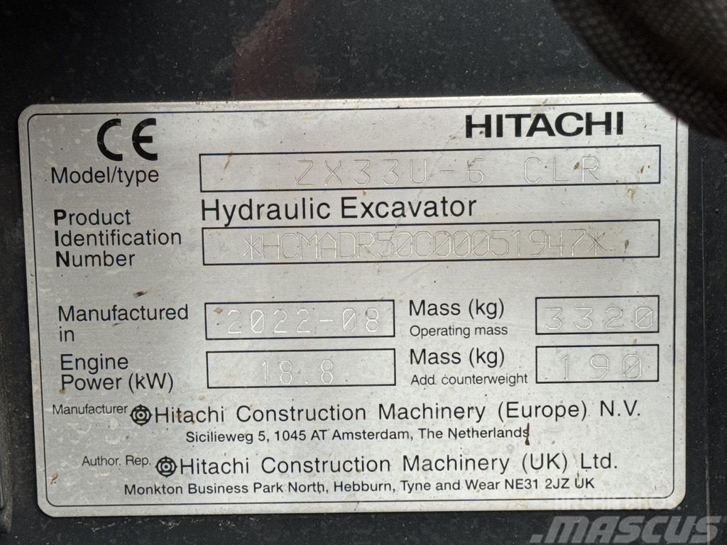 Hitachi ZX 33 U-6 Mini excavators < 7t