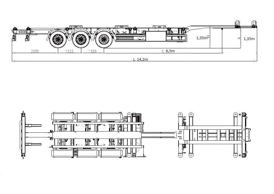  Naczepa podkontenerowa Reis 3 osie SAF rozciągana Containerframe/Skiploader semi-trailers