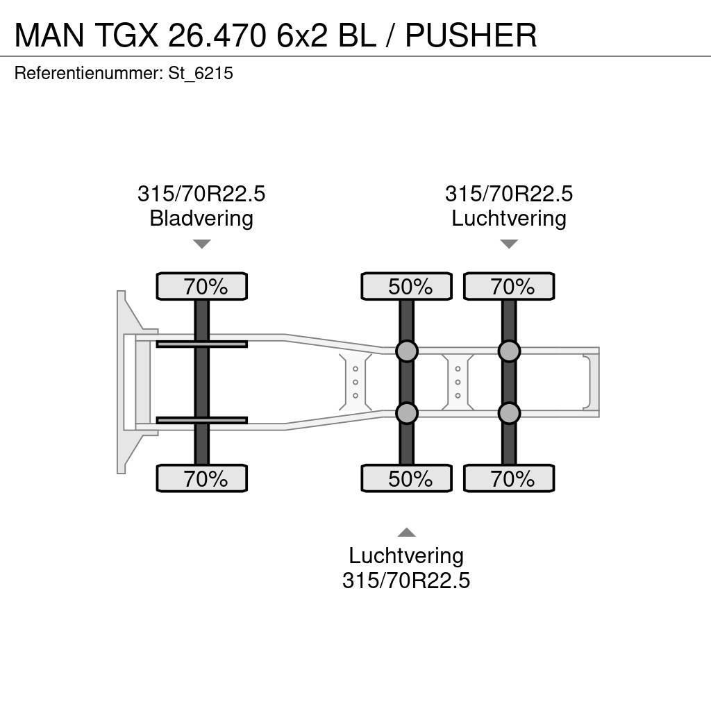MAN TGX 26.470 6x2 BL / PUSHER Truck Tractor Units