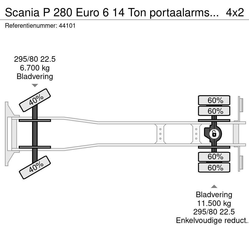 Scania P 280 Euro 6 14 Ton portaalarmsysteem Skip loader trucks