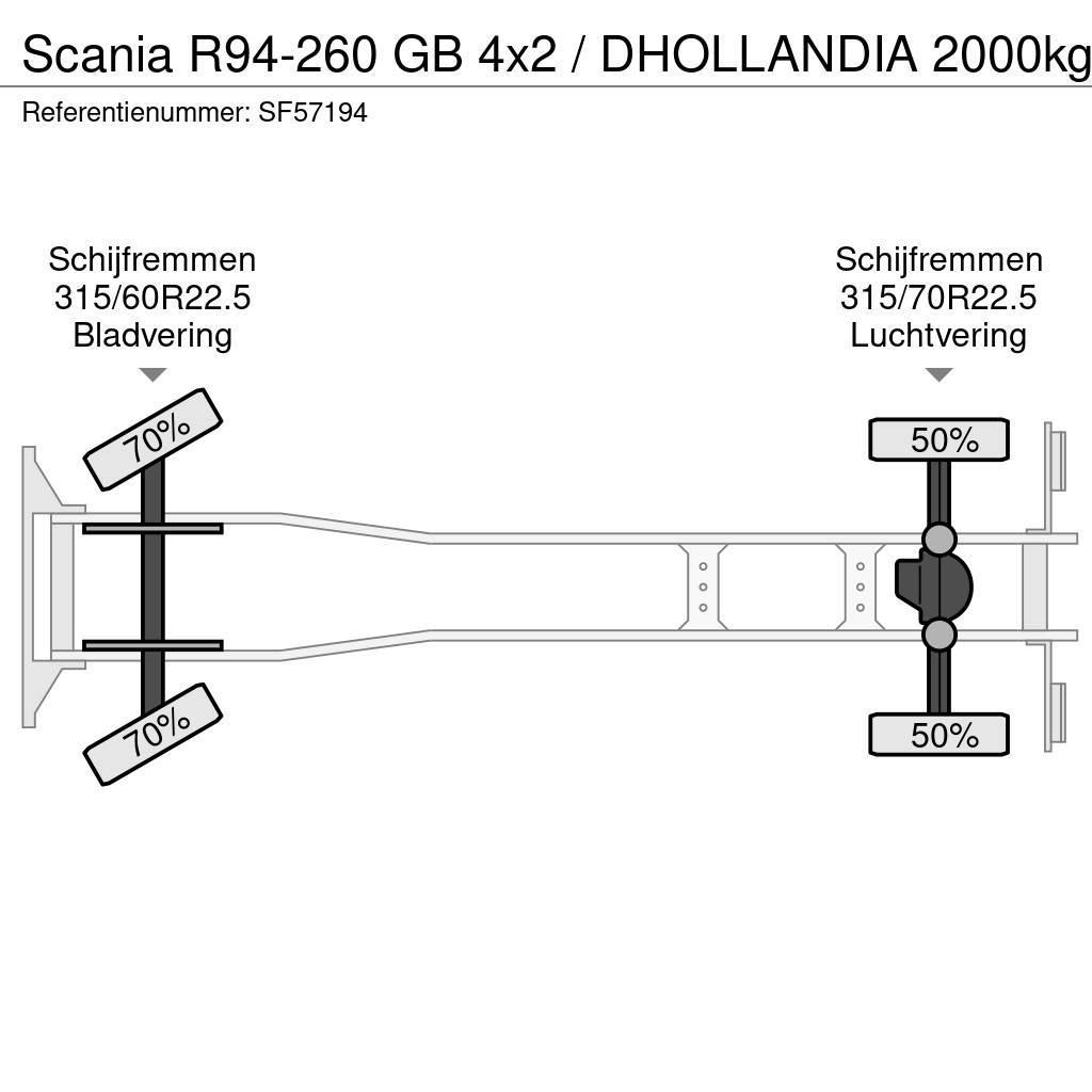 Scania R94-260 GB 4x2 / DHOLLANDIA 2000kg Tautliner/curtainside trucks